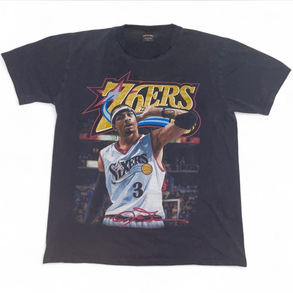 Vintage Black 76ers Allen Iverson Graphic T-Shirt